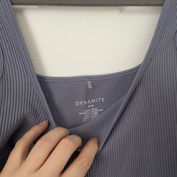 Women's Blue Grey Ribbed Tank Top - Picture 2 of 2